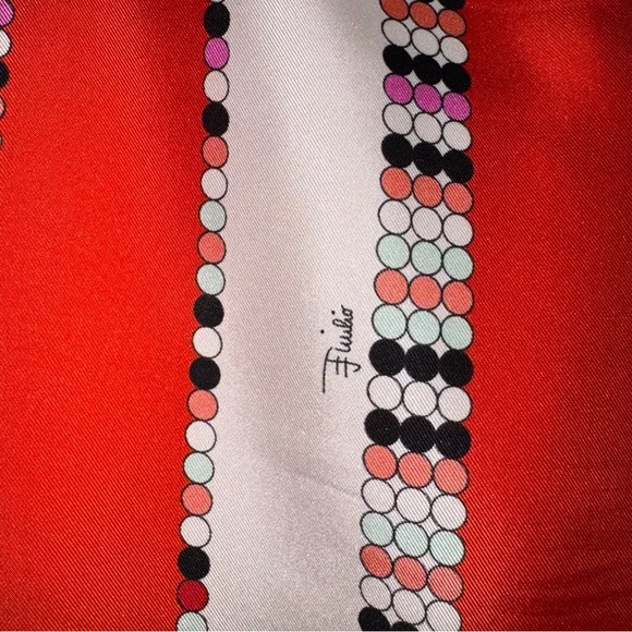 Emilio Pucci 100% Silk Vintage Multicolor Red Striped Print Pants - Picture 8 of 14